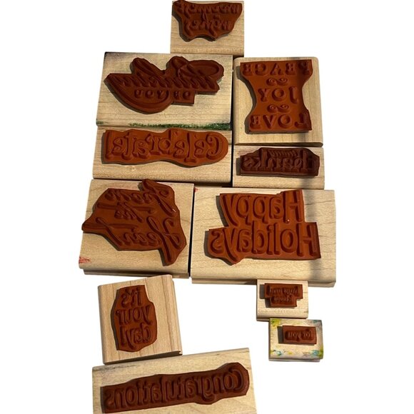 Stampin' Up! 2002 All-Year Cheer I Wood Rubber Stamp Set - Picture 2 of 3